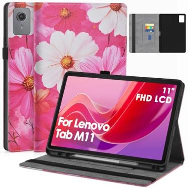 Imagem de DETUOSI Capa para tablet Lenovo Tab M11/Tab K11 LTE 11 polegadas 2024 TB-330FU/TB-330XU, capa fólio fina com suporte para caneta S, parte traseira de TPU macio, hibernar/despertar automático, suporte