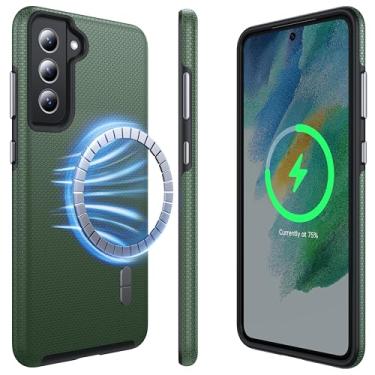 Imagem de NJROW Capa magnética forte para Samsung Galaxy S21 FE compatível com MagSafe [atualização 2024] [militar à prova de choque] [camada dupla resistente] capa robusta para Samsung Galaxy S21 FE capa fina,