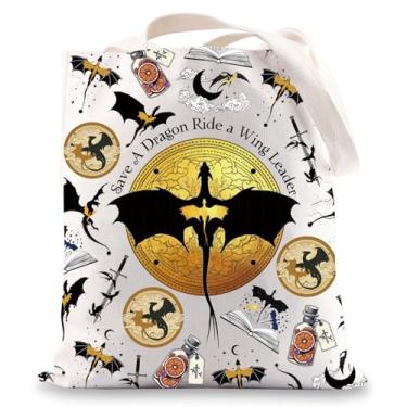 Imagem de BWWKTOP Fourth Wing Tote Bag Dragon Rider Inspired Gifts Fantasy Bookish Grocery Bag Fourth Wing Merchandise, Fourth Wing Tg, One Size