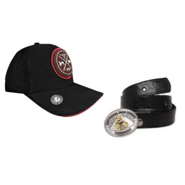 Imagem de Kit Country Infantil Boné Farm Bulls + Cinto Cowboy Couro Legítimo Cri