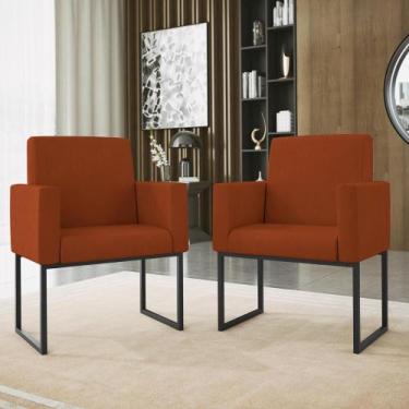 Imagem de Kit 02 Cadeiras Poltrona Decorativa Sala Quarto Base Preto - Balaqui D