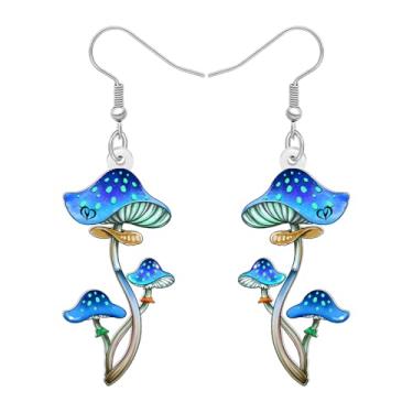 Imagem de DALANE Brincos de acrílico divertidos inspirados na natureza com pingente de cogumelo para mulheres, lindos brincos de designer de plantas, hipoalergênicos, presentes para amantes da natureza,