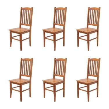 Imagem de Kit 6 Cadeiras Gourmet Rústica Para Restaurantes Em Madeira Maciça Bh - Natural - Bege