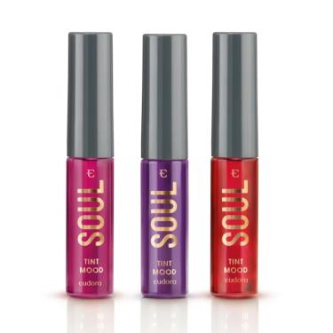 Imagem de Kit 3 Batom Líquido Soul Tint: Rosado + Vermelho +Uva