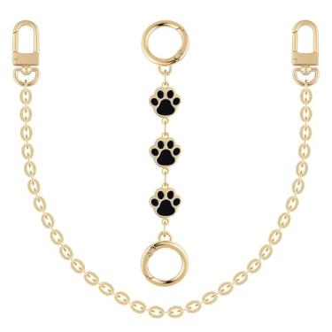 Imagem de Puideon Corrente extensora de bolsa, pacote com 2 correntes extensoras de bolsa com fechos giratórios de liga, extensor de alça de bolsa dourada para bolsas, bolsas de ombro, alças de substituição