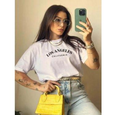 Imagem de Camiseta TShirt Los Angeles California feminino 100 algodão Blusa casu