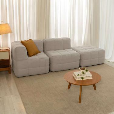 Imagem de Sofá Guldi Popup com Módulo Canto Central e Puff Linho Cru