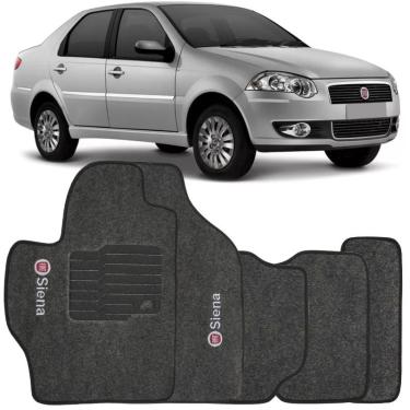 Imagem de Jogo de Tapete Automotivo Carpete Fiat Siena 2001 à 2012 Soft Logo Bordado Grafite 5 Peças