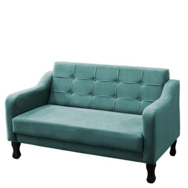 Imagem de Namoradeira Bella Decorativa 2 Lugares Suede Azul Turquesa - Maitê Mod