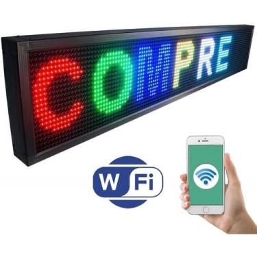 Imagem de Painel LED rgb 135x20 Letreiro Colorido Luminoso Digital Alto Brilho Wi-Fi