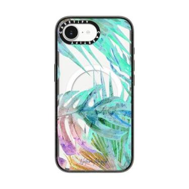 Imagem de CASETiFY Capa Impact para iPhone 16e [proteção contra quedas de grau militar de 2,5 m 4X/compatível com Magsafe] - Neon Island da Nature Magick - Preto transparente