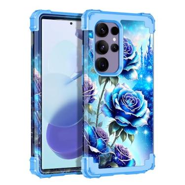 Imagem de Miqala Capa para Galaxy S24 Ultra 5G, que brilha no escuro, três camadas, resistente, proteção à prova de choque, amortecedor de plástico rígido + capa protetora de silicone macio para Samsung Galaxy