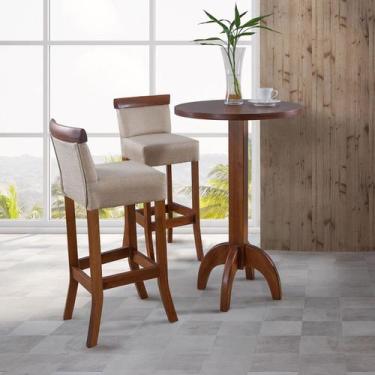 Imagem de Kit Banquetas Alta Diamantina com Mesa Bistrô em Madeira Maciça Imbuia