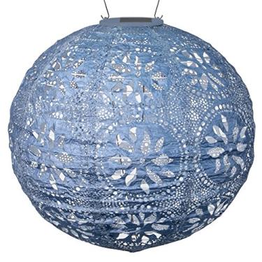Imagem de Lanterna solar Allsop 31836 Boho Globe feita à mão com LED para ambientes externos, 30 x 30 cm