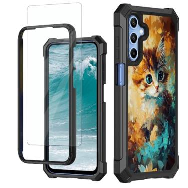 Imagem de GYSYSQSH Capa para celular Samsung Galaxy A16 5G de 6,7 polegadas com protetor de tela de vidro temperado de camada dupla TPU macio rígido PC bumper capa protetora resistente à prova de choque para
