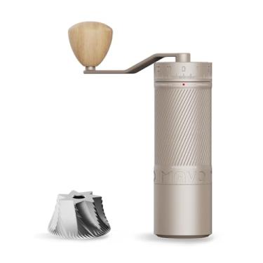 Imagem de MAVO Moedor de café manual, moedor de café Phantox Pro Burr, núcleo de moagem profissional de aço inoxidável de 45 mm, capacidade de 30 g, ajuste de 120 cliques, moedor de café manual para expresso,