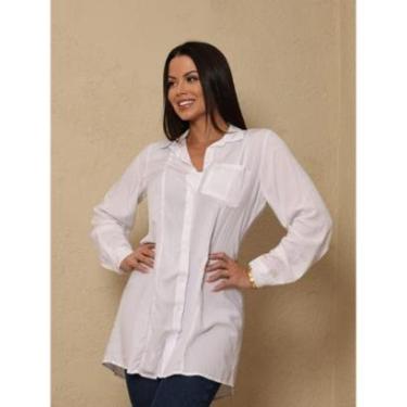 Imagem de Camisa Longa Moda Feminina Inverno outono Casual Elegante Básica Moderna-Feminino