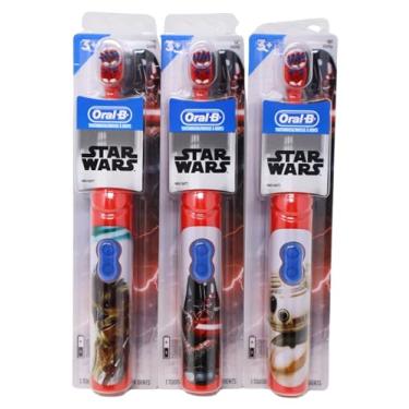 Imagem de Oral-B Escova de dentes infantil com temporizador com personagens Star Wars da Disney, vermelho, pacote com 3, Chewbacca, Darth Vader e BB-8