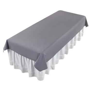 Imagem de Lençol de mesa de massagem reutilizável premium 128 x 232 cm, mesa com elástico para massagem mestre, à prova d'água e à prova de óleo, resistente a manchas e rugas, lavável na máquina (cinza)
