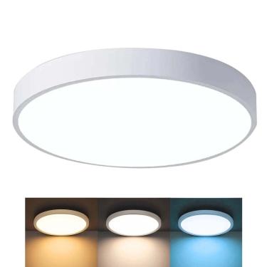 Imagem de Luminária Plafon Led  Sobrepor 3 Tons Teto Moderno Decoração Iluminação Sala Escritorio Empresa Quarto Residencial