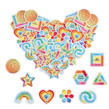 Imagem de 72 Pieces Anxiety Sensory Stickers, Different Textured Fidget Mindfulness Therapy Feelings Wheel Sticker for School Counselor Gifts Supplies, Adult Anxiety Relief Items for Mental Health Calm Decor