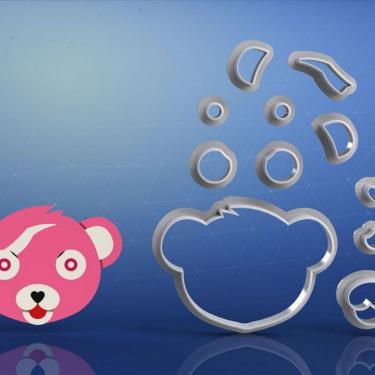 Imagem de Cortador Fortnite - Urso Pink Teddy Modular Tamanho 5 Cm