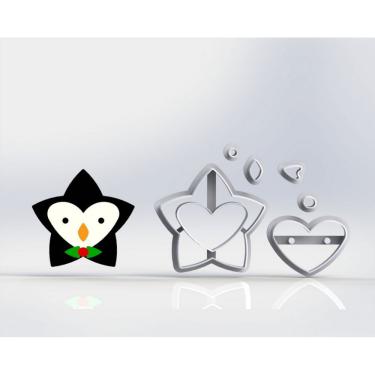 Imagem de Cortador Natal Estrela Pinguim Modular Tamanho 5Cm