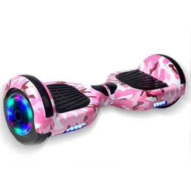 Imagem de Hoverboard Infantil Skate Elétrico Led Rosa Camuflado