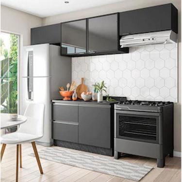 Imagem de Cozinha Completa Linea Com 5 Portas 3 Gavetas E 2 Prateleiras Bartira Grafite