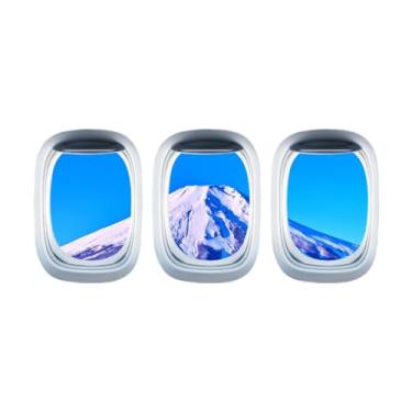 Imagem de XLWLLNJ 3x Adesivos de Parede Asa de Avião Adesivos Autoadesivos Avião Janela Falsa Adesivo de Parede Decalque para Porta de Quarto Banheiro, Monte Fuji