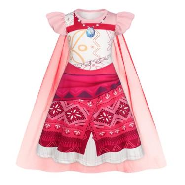 Imagem de WonderBabe Girls Costume Kids Pink Hearts Princess Dress Cosplay Birthday Movie Outfit size 7-8 Years
