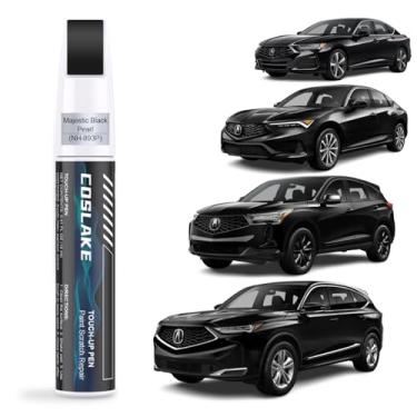 Imagem de COSLAKE Tinta de retoque de carro (pérola preta ajestic (NH-893P)) para Acura, kit de reparo de arranhões de pintura de carro, solução rápida e fácil de reparar, caneta removedor de arranhões 2 em 1