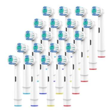 Imagem de Cabeças de escova de dentes para Oral B, pacote com 20 cabeças de substituição de escova de dentes elétrica profissional de cerdas duplas macias médias para substituição de cabeças de escova de dentes