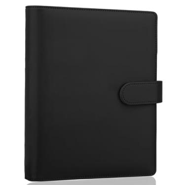 Imagem de Antner A5 fichário 6 anéis, capa de agenda recarregável para caderno A5, inserções e papel de reposição, de couro PU, folha solta, organizador pessoal, porta-cartões de fotos, fichário com fivela