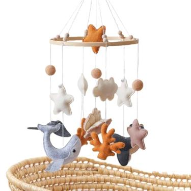Imagem de Móbile Para Berço, Sino De Cama, Animais Marinhos De Feltro Brinquedos Penduráveis De Desenho Animado Sino De Decoração Para Quarto De Bebé Meninos E Meninas No Berçário E Dormitório