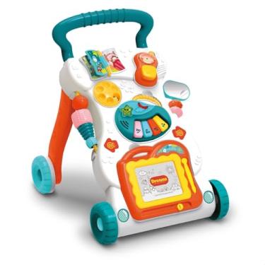 Imagem de Andador de Empurrar Infantil Brinquedo Educativo para Bebê Teclado Musical Lousa Mágica