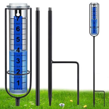 Imagem de Richene Rain Gauge Atualizado, 17,78 cm com capacidade de vidro de chuva removível ao ar livre com estaca de alongamento, melhor classificação para quintal, gramado e jardim,ultraviolet light insect trap floor vibrator Water treatment device air handling unit