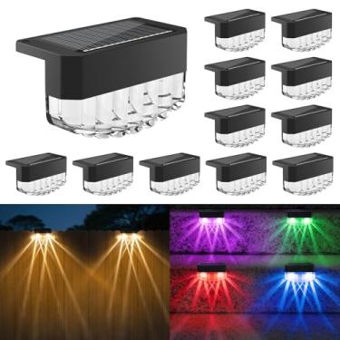 Imagem de Luzes solares de cerca, 8 modos de iluminação, luzes de degrau ao ar livre, luz solar super brilhante à prova d'água de LED para decoração de quintal de piscina