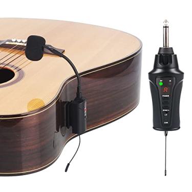 Imagem de MAMKOES Microfone de guitarra sem fio at-5 UHF Mic Instrument Condensador, receptor e sistema transmissor para guitarra clássica e acústica para desempenho de instrumento musical