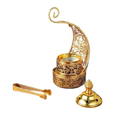 Imagem de Wswqop Queimador de incenso para decoração de casa, arte elegante e exclusiva, decoração de mesa de ferro portátil, incensário árabe para festas, hotel, com Clipe