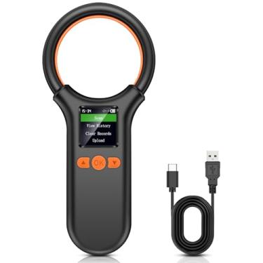 Imagem de KUIIYER Leitor de microchip para animais de estimação, recarregável RFID EMID FDX-B (ISO 11784/11785) com tela LCD e 500 registros de armazenamento, scanner de chip de animal de estimação de 15