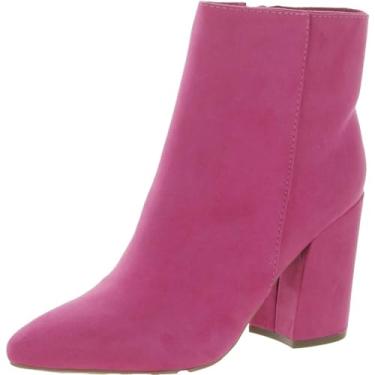Imagem de Sugar Botas Chelsea femininas de inverno - salto alto grosso, bico fino, botas modernas até o tornozelo - Evvie, Micro fúcsia, 8.5
