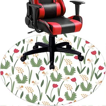 Imagem de Tapete de cadeira de escritório com flores, textura de flor, tapete de cadeira de mesa para piso de madeira de escritório em casa, protetor de piso de pilha baixa, redondo 119 cm