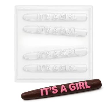 Imagem de CANDISLE Molde de chocolate com nome de menina para chá de bebê, revelação de gênero - molde antiaderente e de grau alimentício | Moldes de cobertura de chocolate para doces, bolos, geleias, trufas