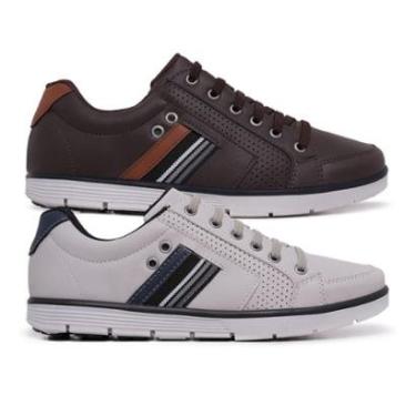 Imagem de Kit 2 Sapatênis Masculinos com Zíper e Cadarço Elástico-Masculino