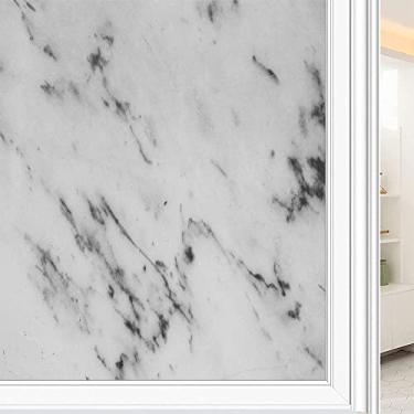 Imagem de Película de janela de privacidade de mármore, textura de estilo mármore, filme de vidro para sala de estar e escritório em casa, L90 x C 190 cm