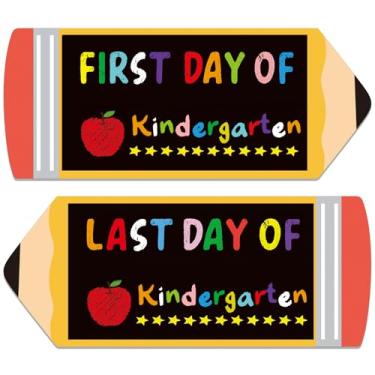 Imagem de AmazingSpark Placa para quadro do primeiro e último dia de escola, dupla face, 31 x 13 cm, quadro-negro, reutilizável, 1º dia do jardim de infância, pré-escolar, material de volta às aulas e adereços