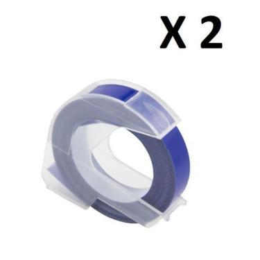 Imagem de 2 Fitas Vinil Compatível Dymo Manual 3DDK25 Azul Escuro 9mm - Genérica