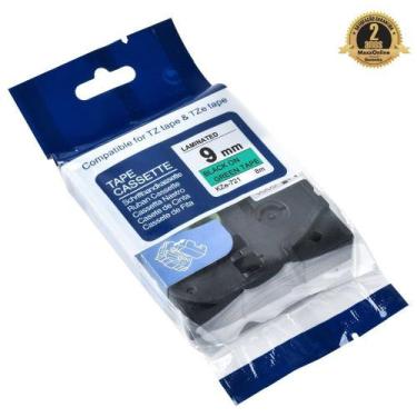 Imagem de Fita Compatível Brother Tz Tze 721 Verde Letra Preta 9mm - Genérica Br