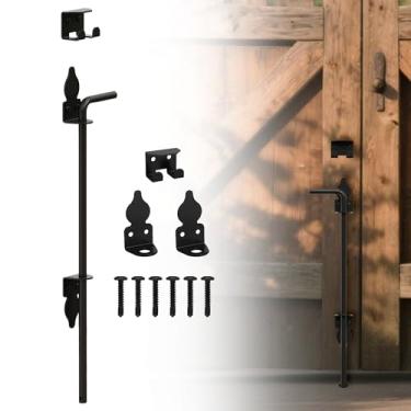 Imagem de URDOGSL Parafusos de bengala resistentes de 91,4 cm para portões com pó preto à prova de ferrugem atualizado Hardware Gate Drop Rod para portões de madeira PVC vinil cercas, portas duplas - 1 pacote